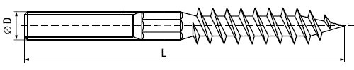 схематический чертеж сантехнической шпильки с обозначением диаметра и длины