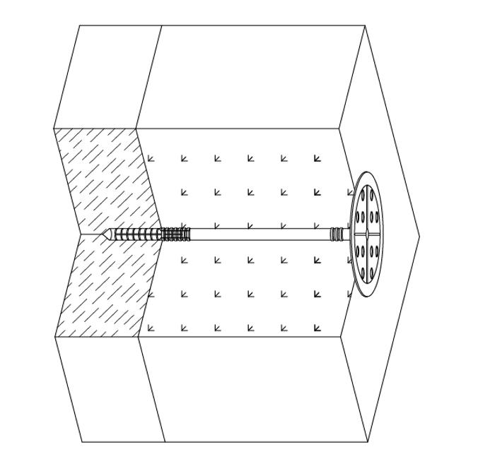 схема установки дюбеля для термоизоляции в разрезе