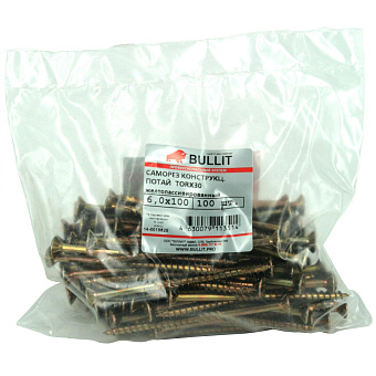 Купить Саморез конструкц.универсал bullit 4х60 mp желт.,потай оптом